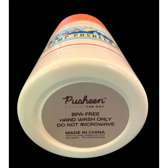 Pusheen Camp Cat BPA-Free Stainless Steel Food Jar With Orange Handle Lid Spoon - Picture 6 of 6